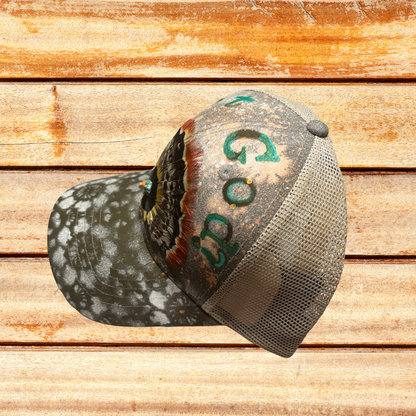 Beige and Olive Green Trucker Hat with "Got God?" saying